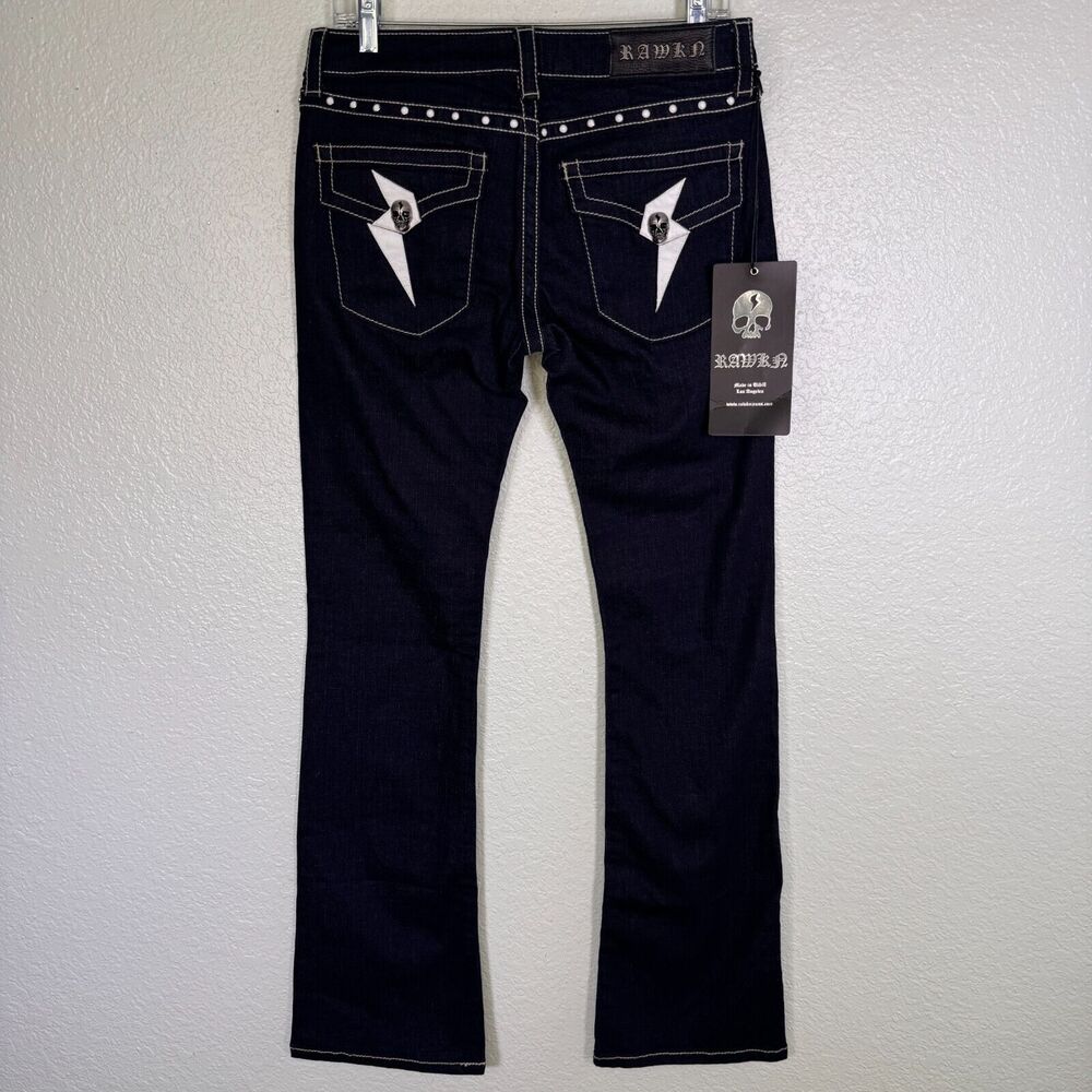 Y2K Jeans Womens 29 Skull Studded Low Rise Grunge Rawkn Denim by Key Closet NEW